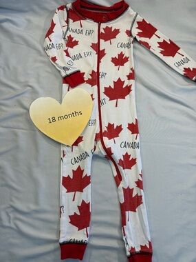 Lazy One - Canada Eh - One piece snug  fitting Pajamas - Size 18 months